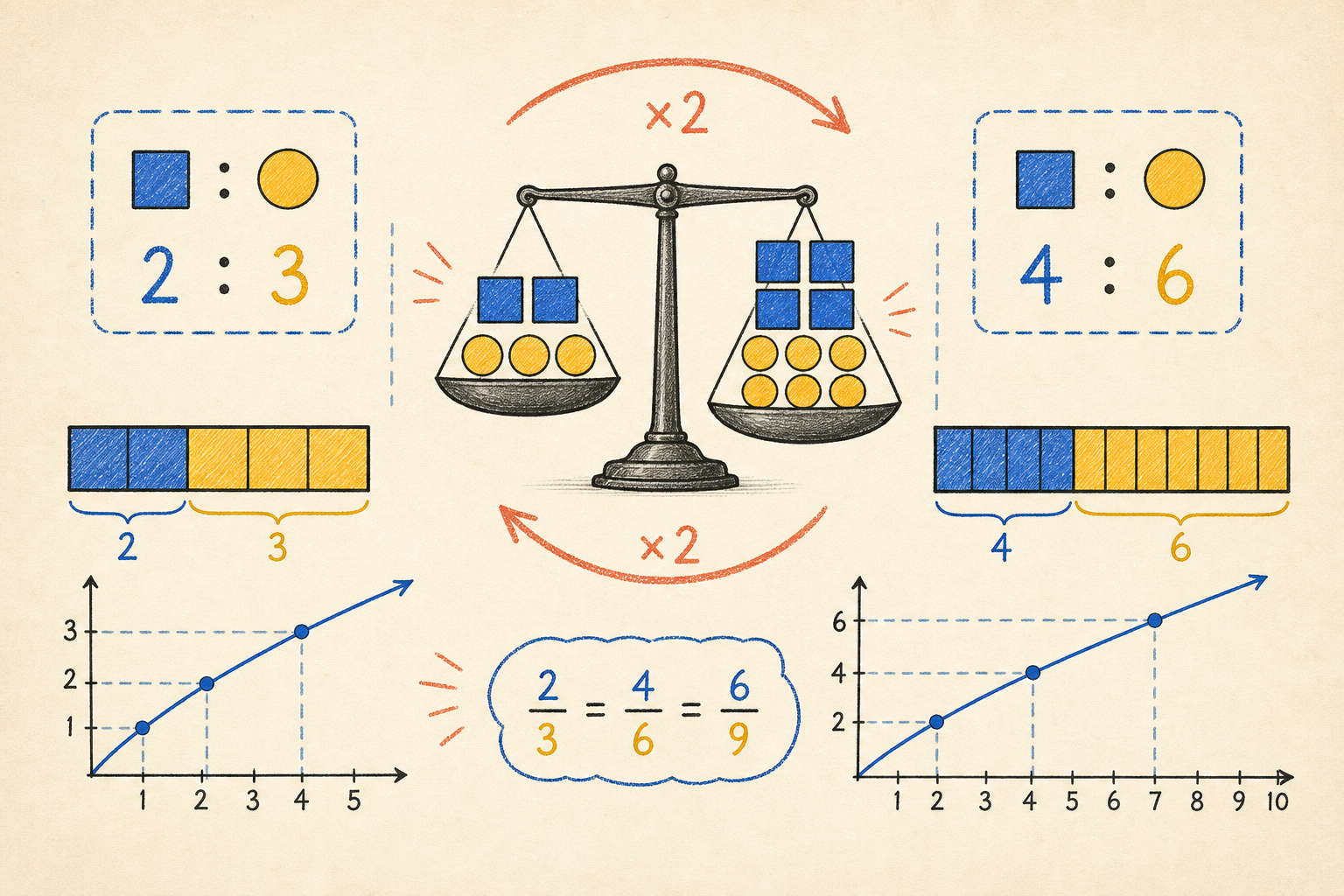 Editorial math illustration for Equivalent Ratios