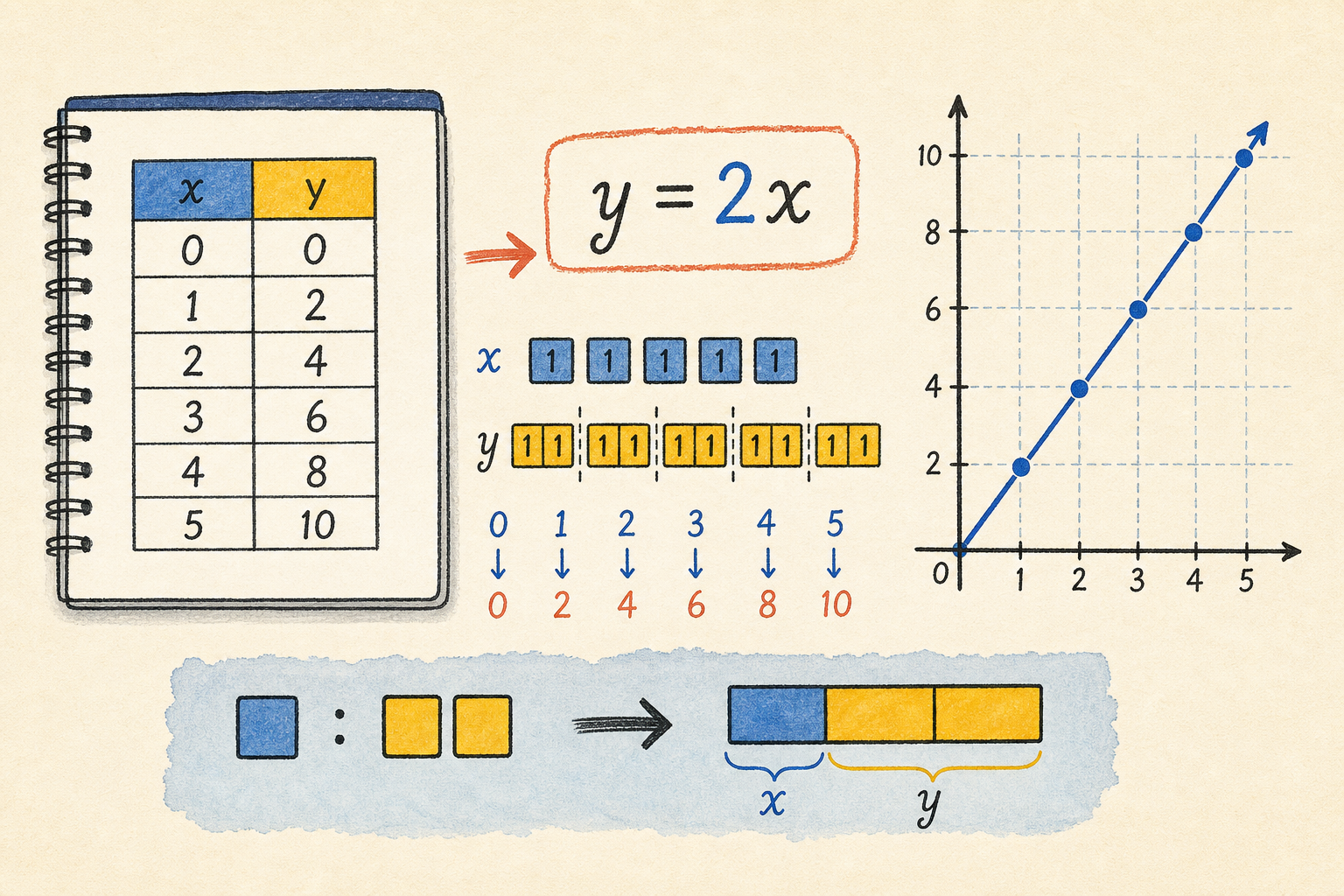 Editorial math illustration for Equations from Proportional Tables