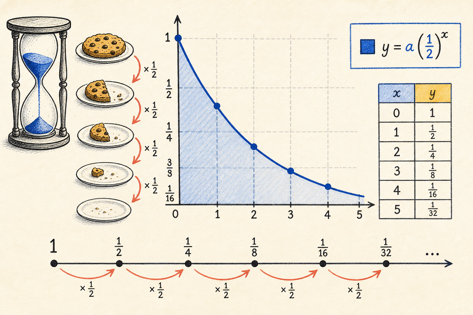 Editorial math illustration for Exponential Decay