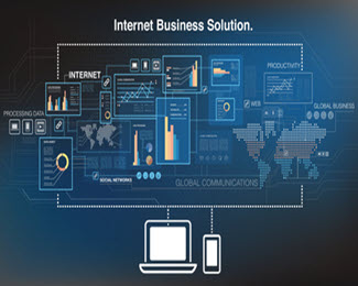 Illustration of Business Using cloud computing to reach worldwide audience