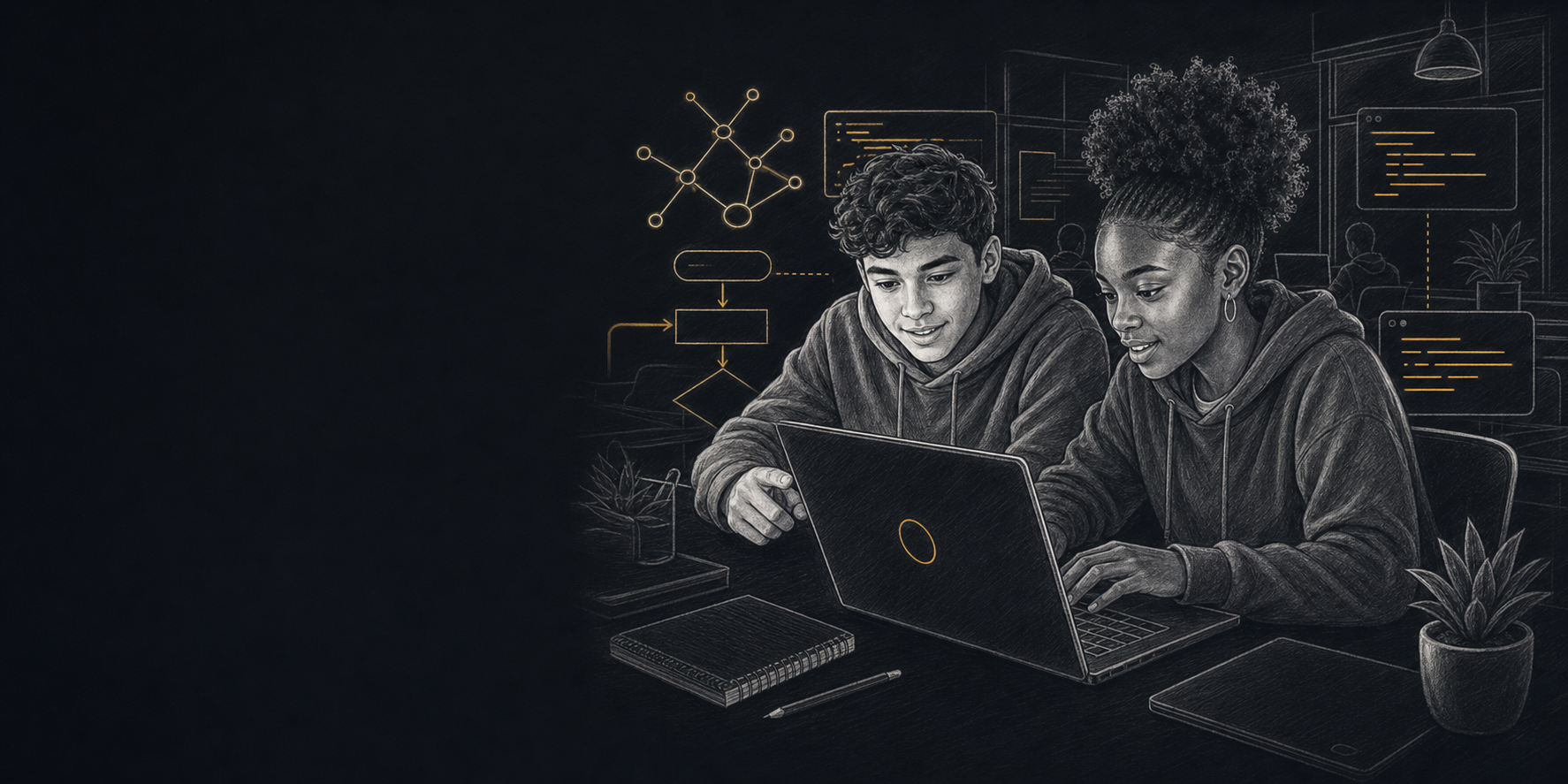 Black and Latino high-school students collaborating on computer science