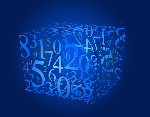 Picture of numbers on an blue background